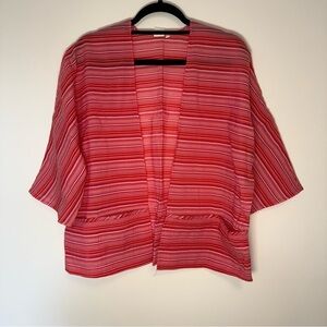 Jones New York Striped Red Women's Oversized Kimono Outerwear Size S
